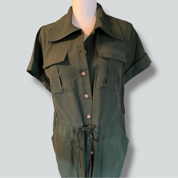 GLAMOUR Utility Jumpsuit Olive / Military Green, NEW - Picture 3 of 5